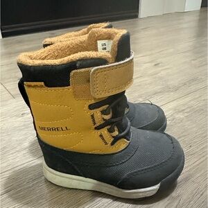Merrell Little Kids toddler Unisex Yellow Black Snow Storm Waterproof Boot Sz 4